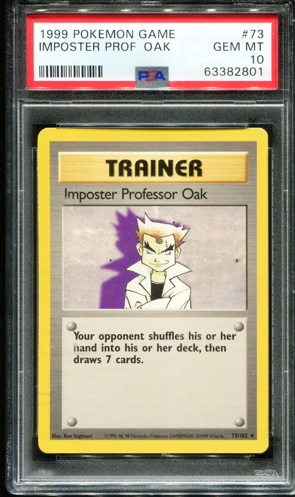 IMPOSTER PROFESSOR OAK 73/102 PSA 10 GAME POKEMON