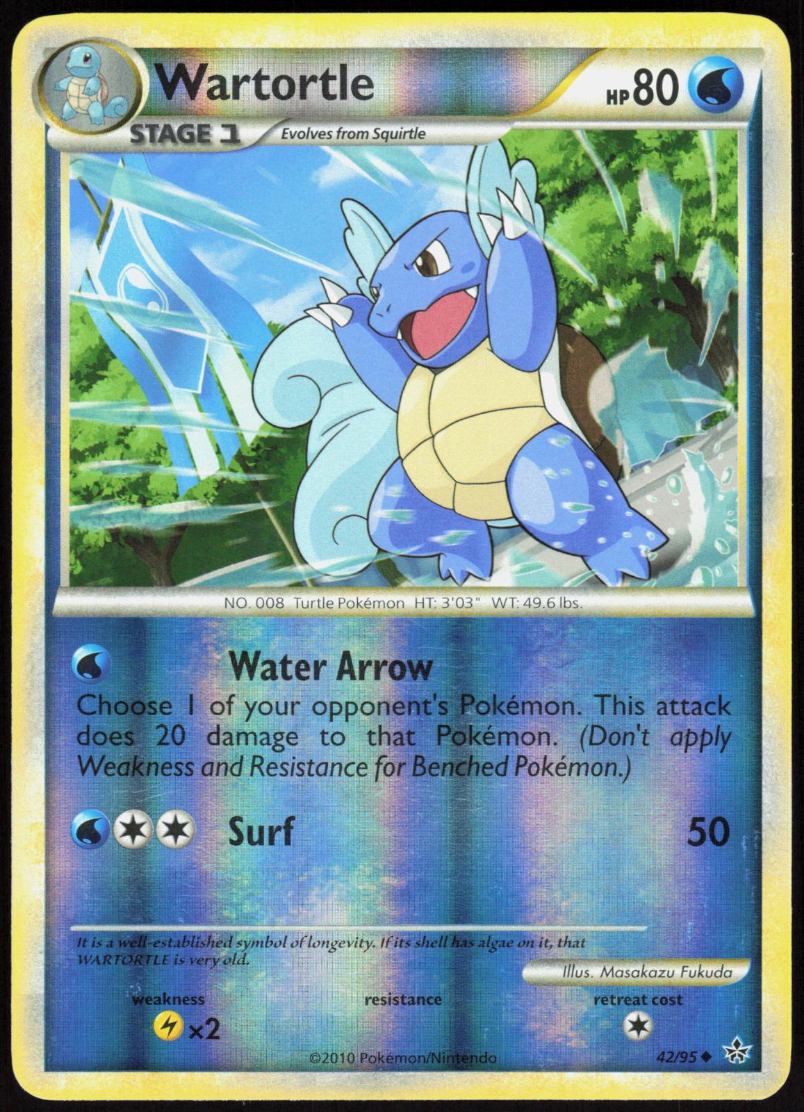 WARTORTLE 42/95 HGSS UNLEASHED POKEMON UNCOMMON REVERSE HOLO LP