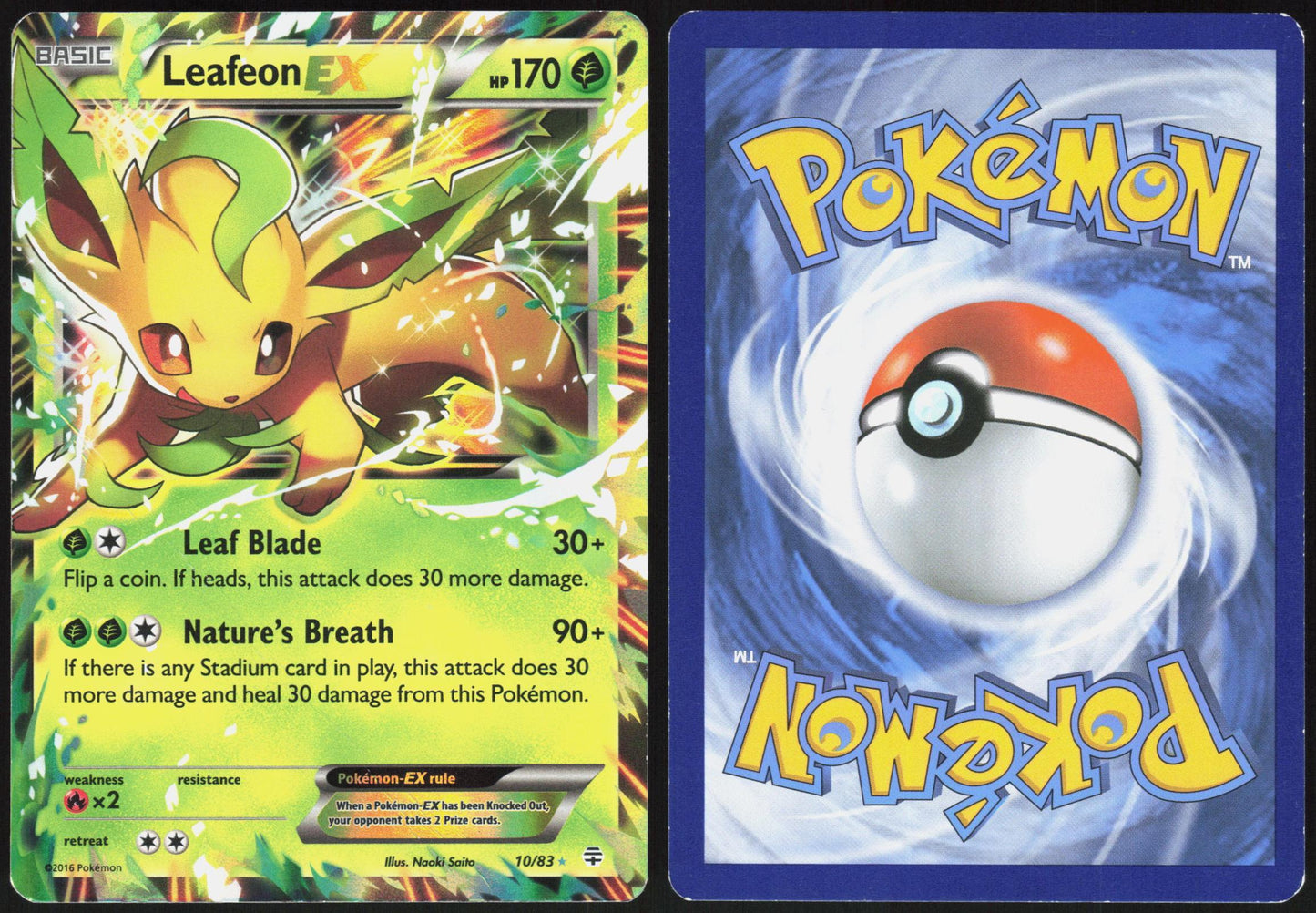 LEAFEON EX 10/83 GENERATIONS POKEMON EX RARE HP