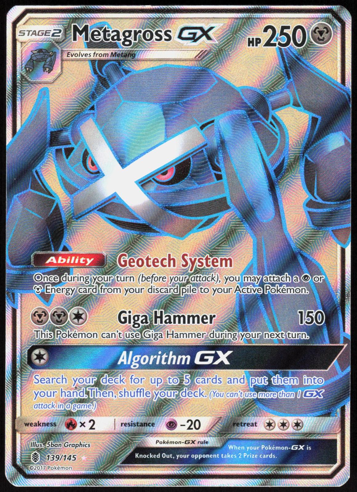 METAGROSS GX (FULL ART) 139/145 GUARDIANS RISING POKEMON ULTRA RARE HOLO LP