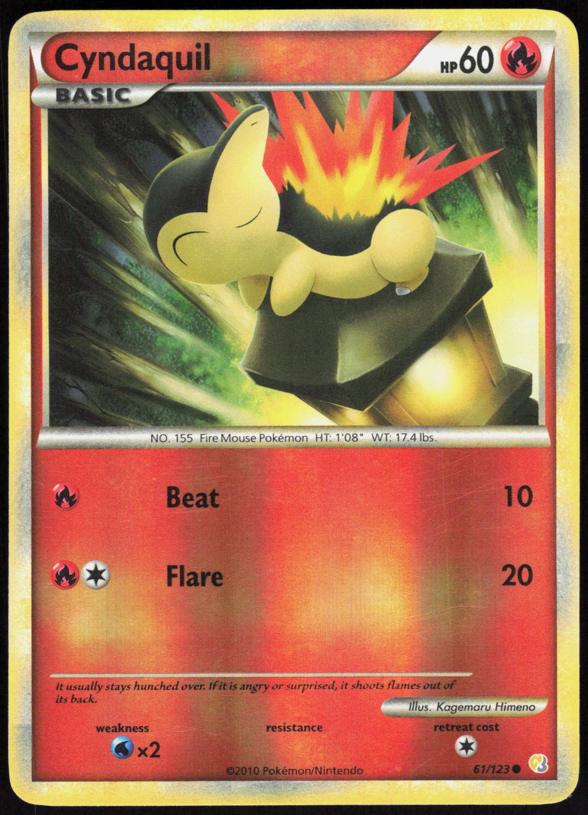 CYNDAQUIL 61/123 HEARTGOLD & SOULSILVER POKEMON COMMON REVERSE HOLO LP