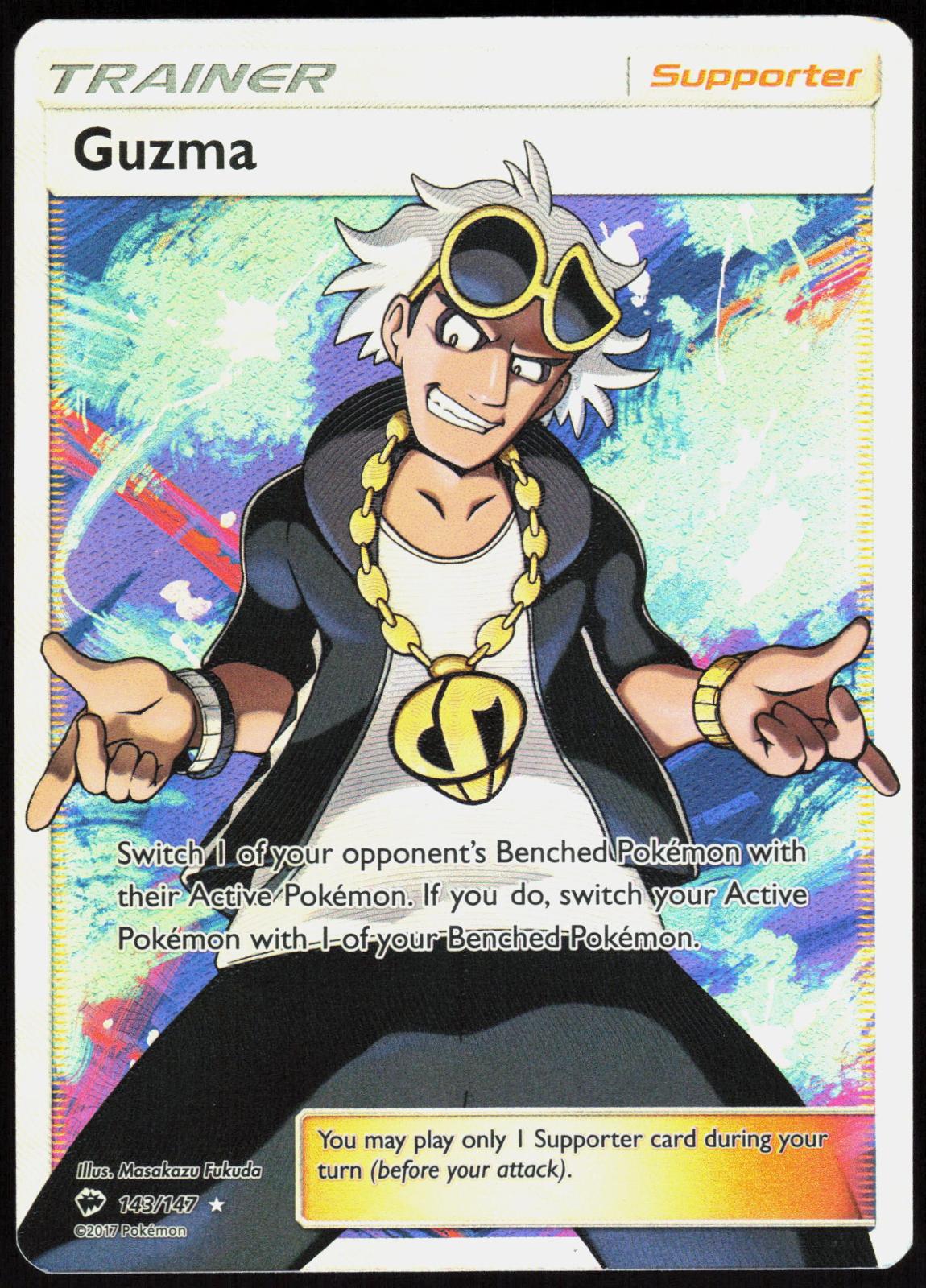 GUZMA 143/147 BURNING SHADOWS POKEMON ULTRA RARE HOLO LP