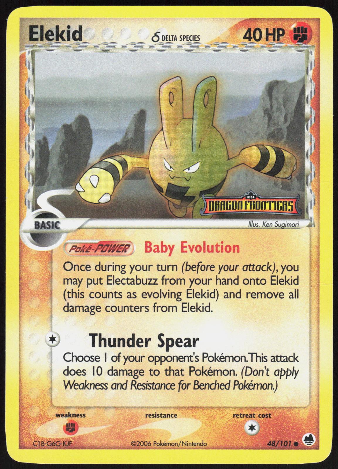 ELEKID Δ 48/101 DRAGON FRONTIERS POKEMON COMMON REVERSE HOLO MP