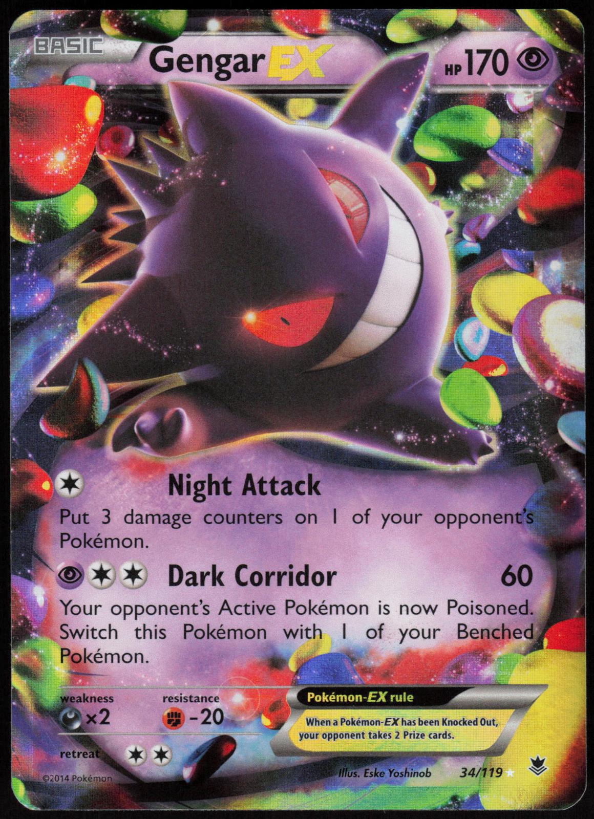 GENGAR EX 34/119 PHANTOM FORCES POKEMON EX RARE HOLO LP