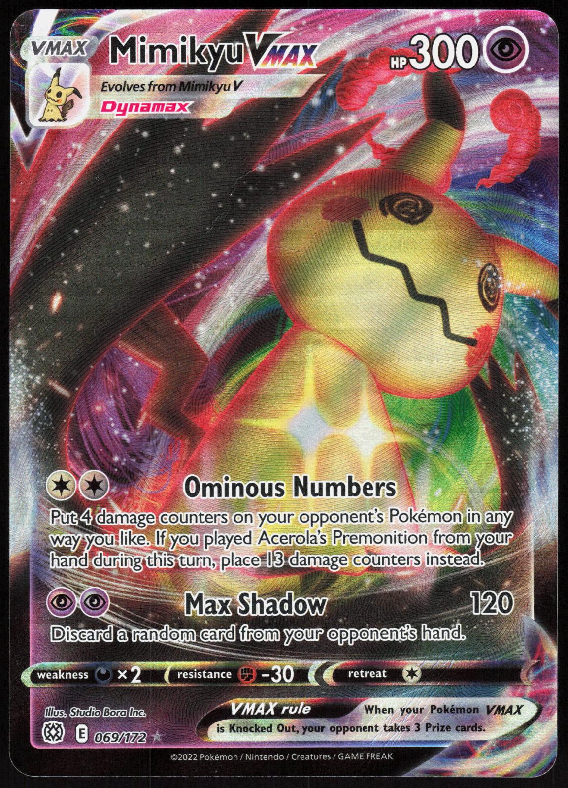 MIMIKYU VMAX 069/172 BRILLIANT STARS POKEMON ULTRA RARE HOLO MP