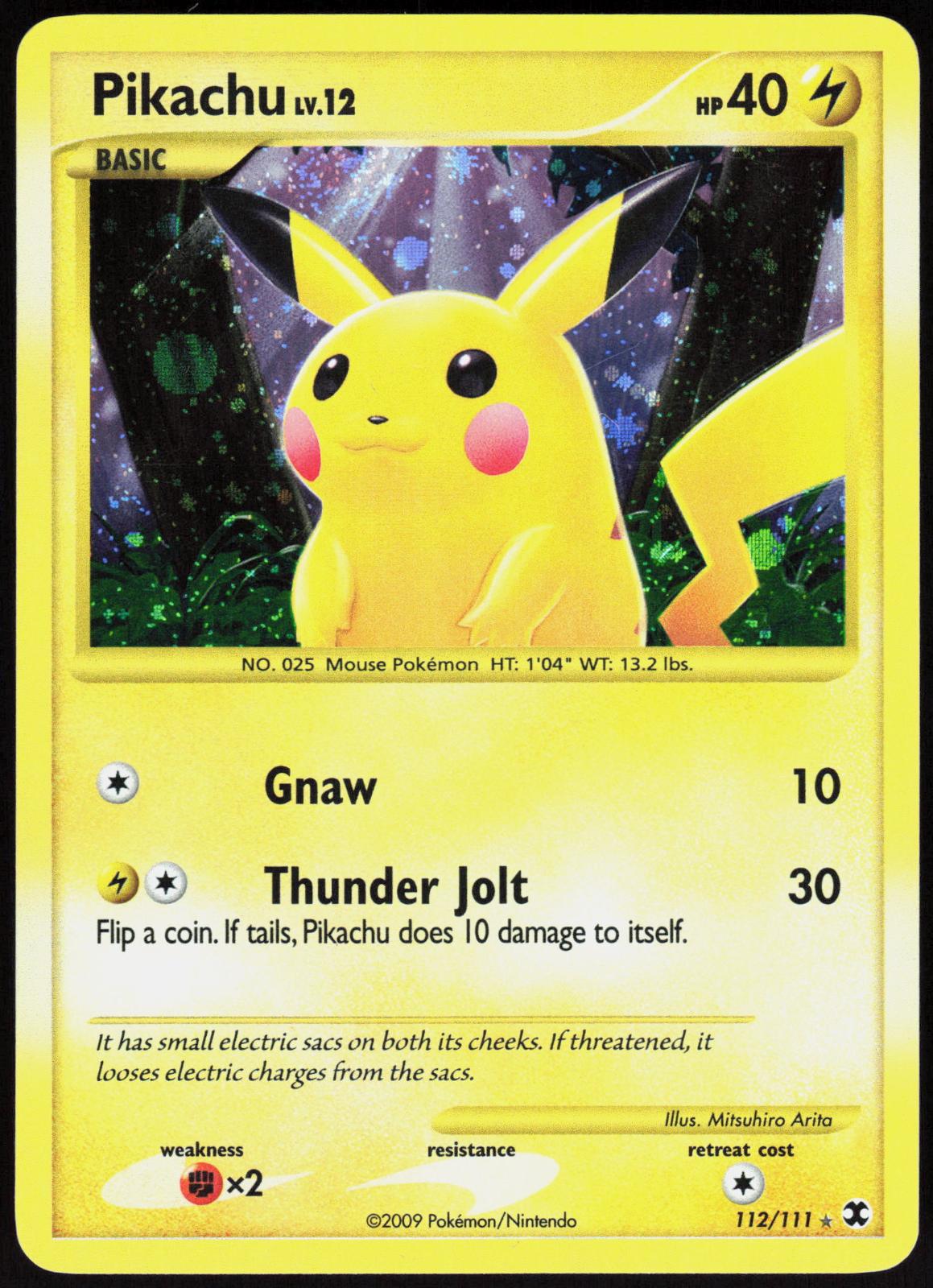 PIKACHU 112/111 RISING RIVALS POKEMON SECRET RARE HOLO LP