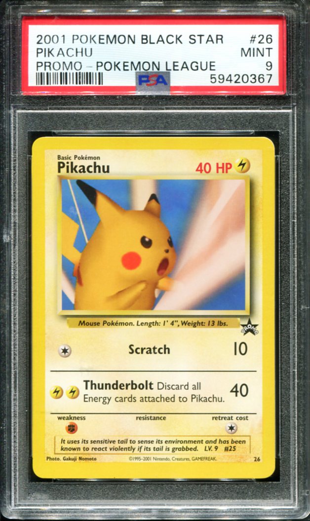 PIKACHU 26 PSA 9 POKEMON LEAGUE PROMO BLACK STAR POKEMON