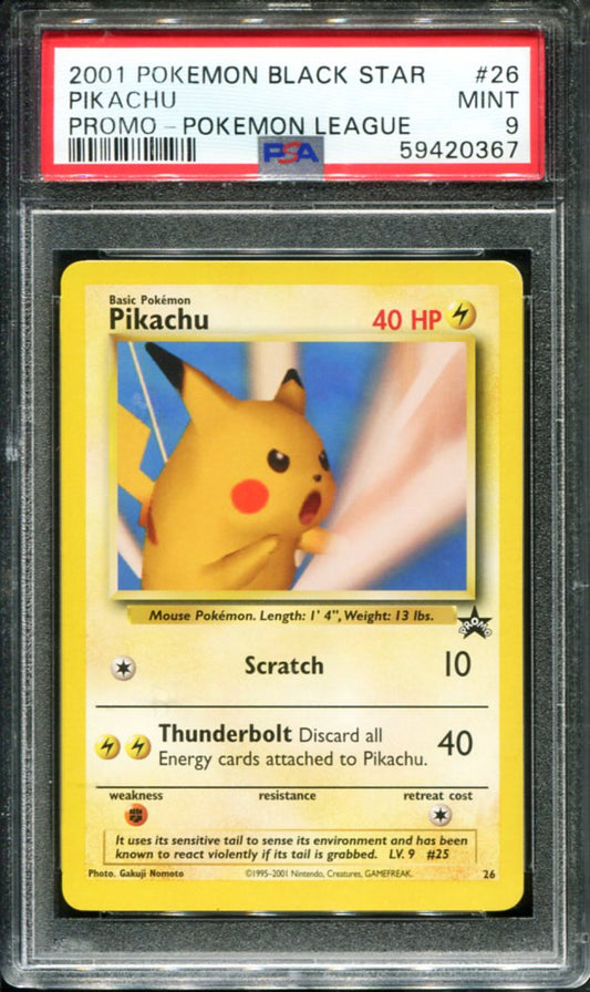PIKACHU 26 PSA 9 POKEMON LEAGUE PROMO BLACK STAR POKEMON