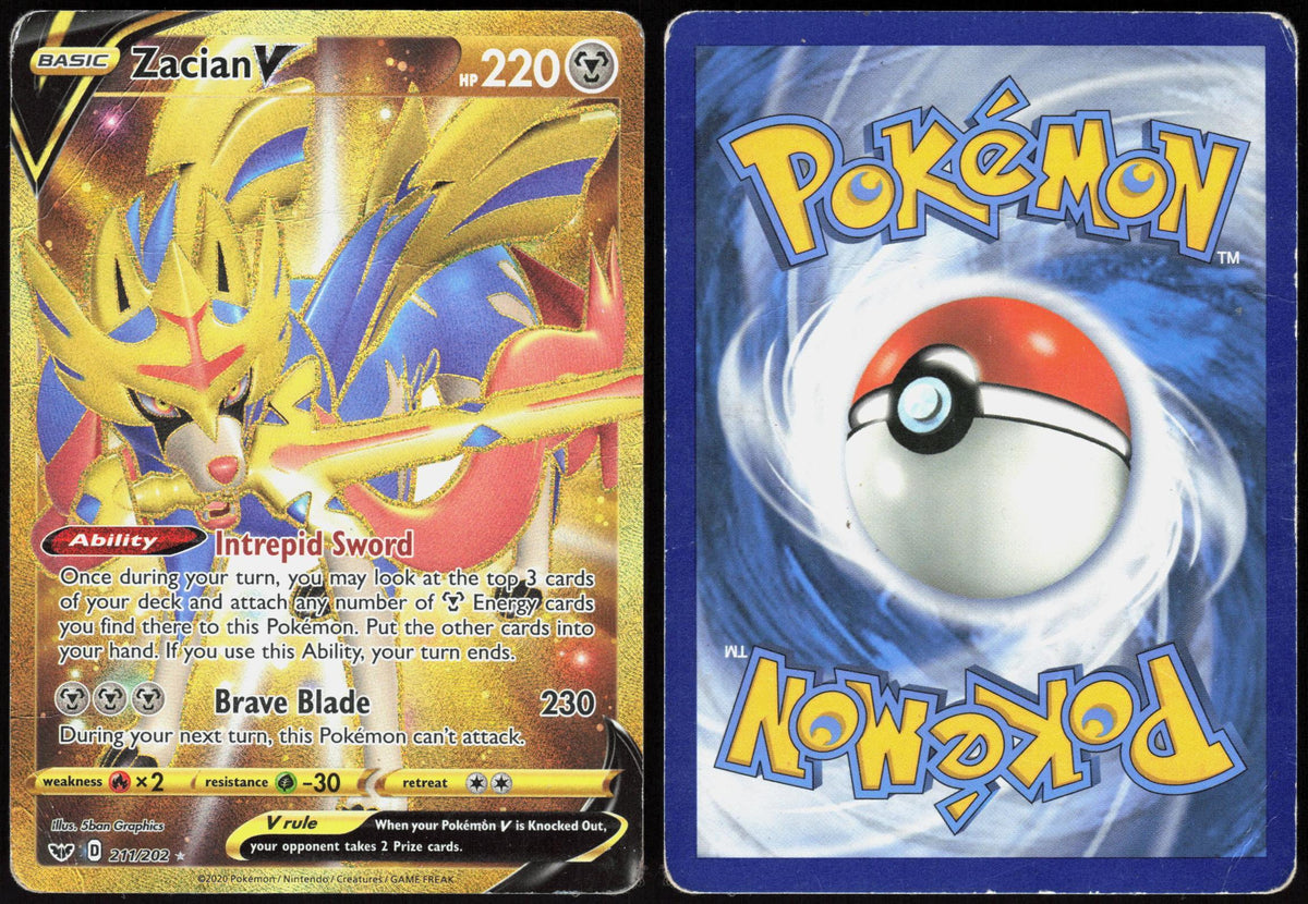 ZACIAN V 211/202 SWORD & SHIELD POKEMON SECRET RARE HOLO HP
