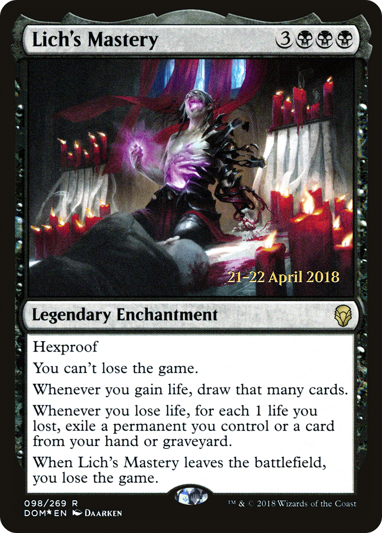 MAGIC: THE GATHERING  - Lich's Mastery (PRE-98S) - Dominaria Promos Foil