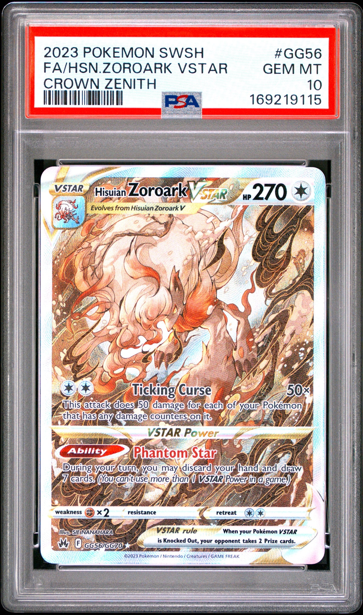 HISUIAN ZOROARK VSTAR GG56/GG70 PSA 10 SWORD SHIELD CROWN ZENITH POKEMON