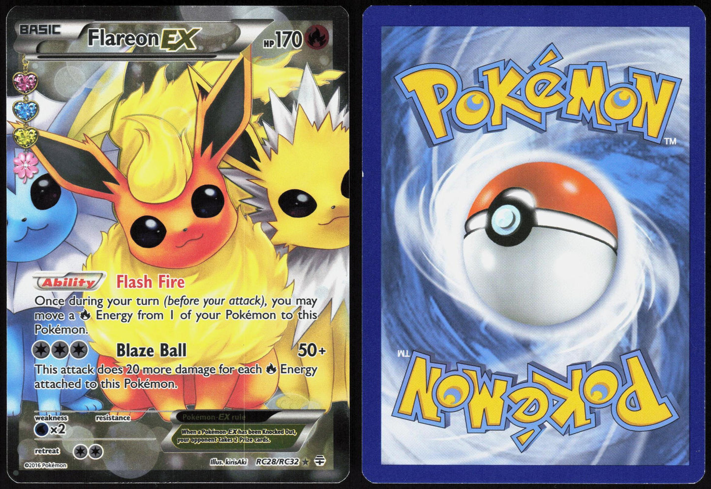 FLAREON EX RC28/RC32 GENERATIONS POKEMON ULTRA RARE HOLO LP