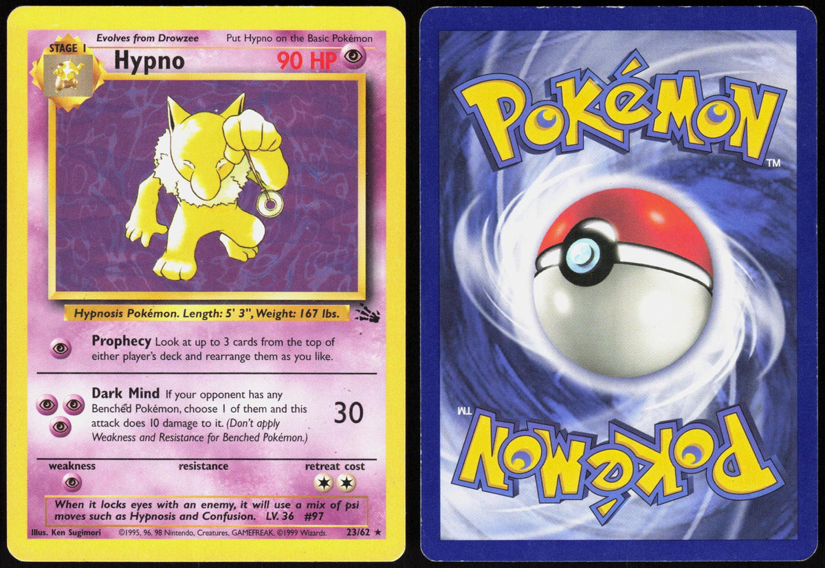 HYPNO 23/62 FOSSIL POKEMON RARE UNLIMITED MP