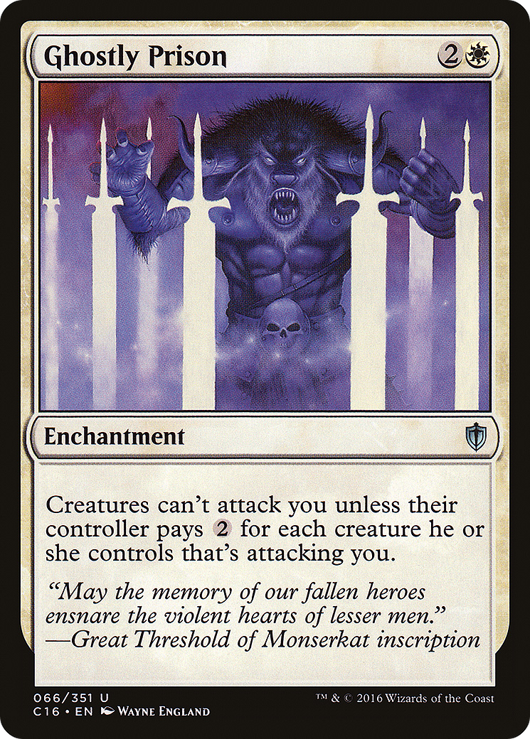 MAGIC: THE GATHERING  - Ghostly Prison (C16-066) - Commander 2016