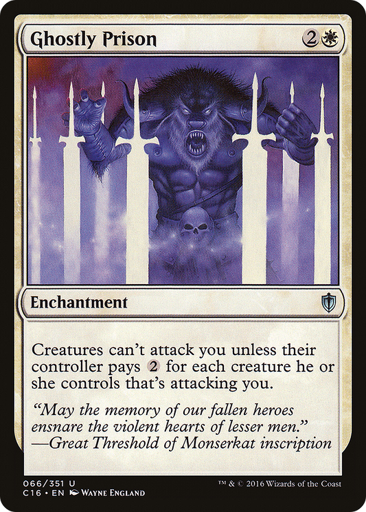 MAGIC: THE GATHERING  - Ghostly Prison (C16-066) - Commander 2016