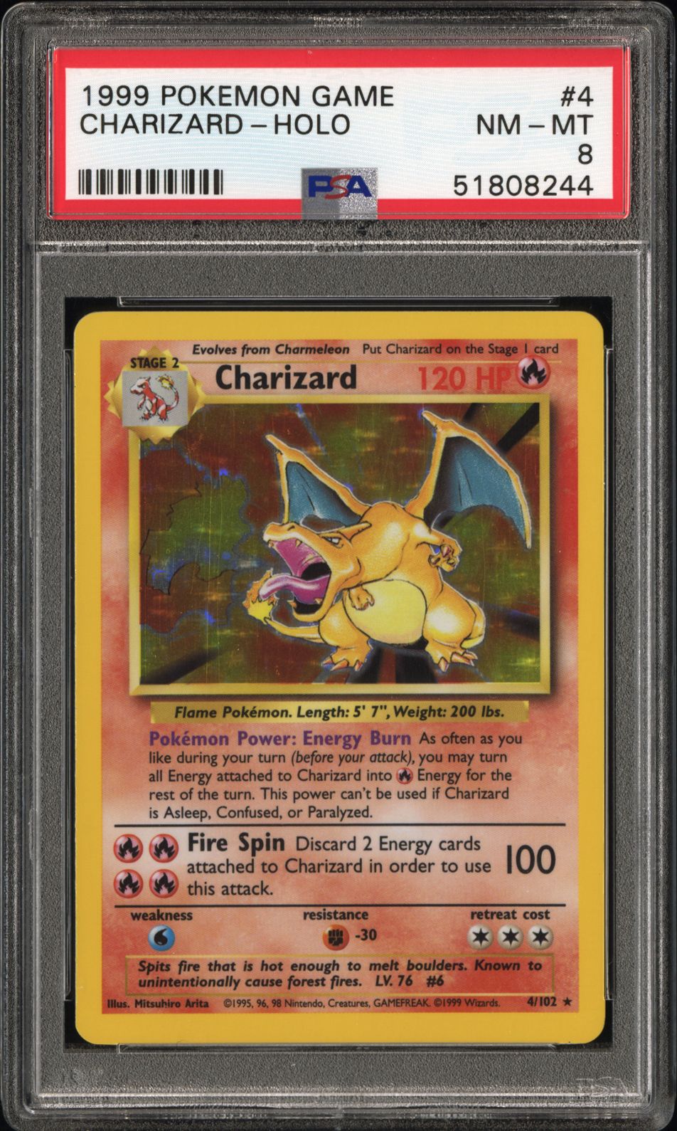 CHARIZARD HOLO 4/102 PSA 8 GAME POKEMON