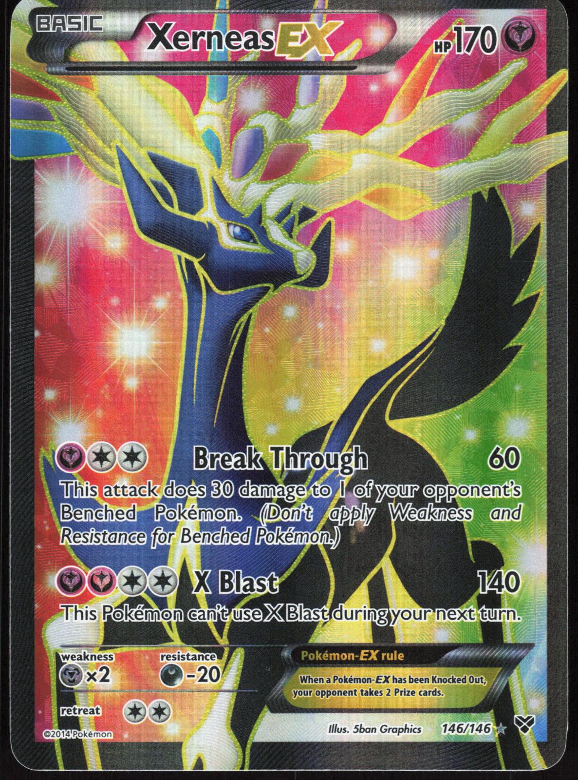 XERNEAS EX 146/146 XY BASE SET POKEMON ULTRA RARE HOLO LP