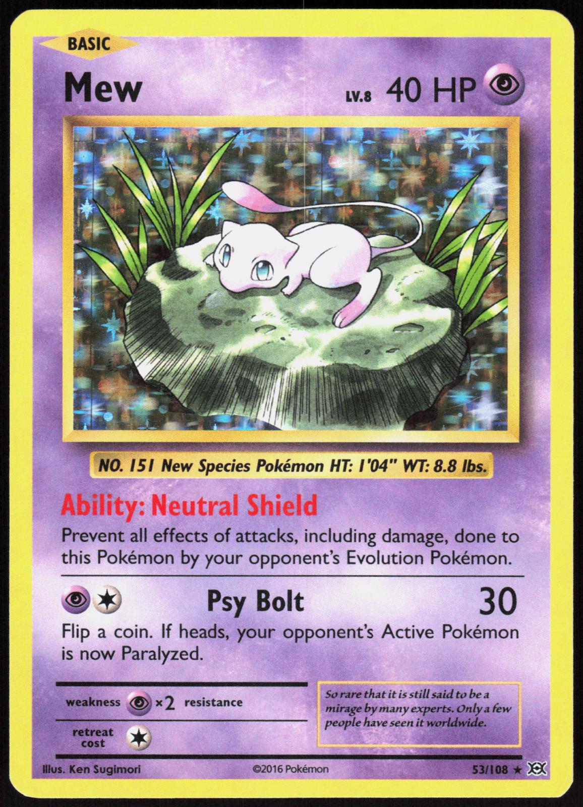 MEW 53/108 EVOLUTIONS POKEMON RARE HOLO LP