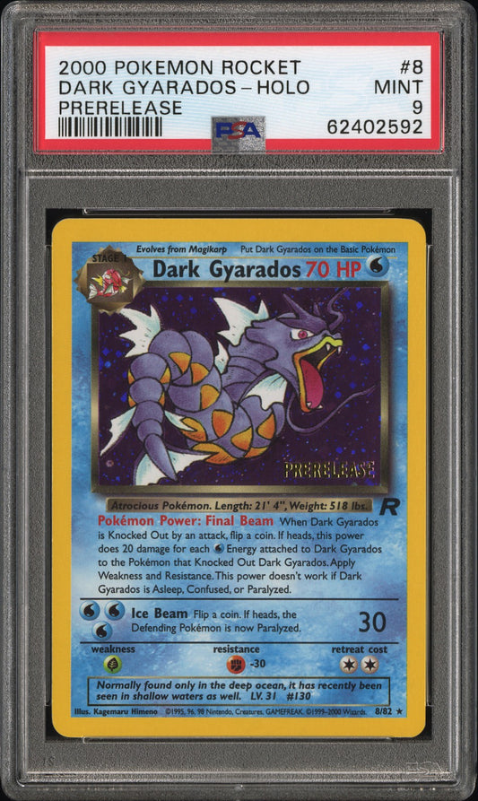 DARK GYARADOS HOLO 8 PSA 9 PRERELEASE ROCKET POKEMON
