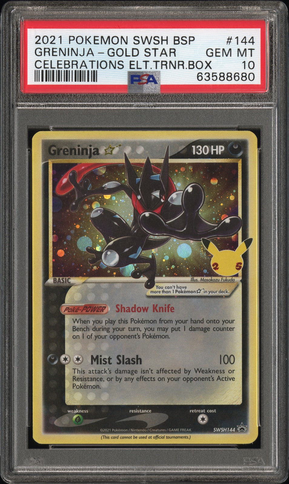 GRENINJA-GOLD STAR 144 PSA 10 CELEBRATIONS ELITE TRAINER BOX POKEMON