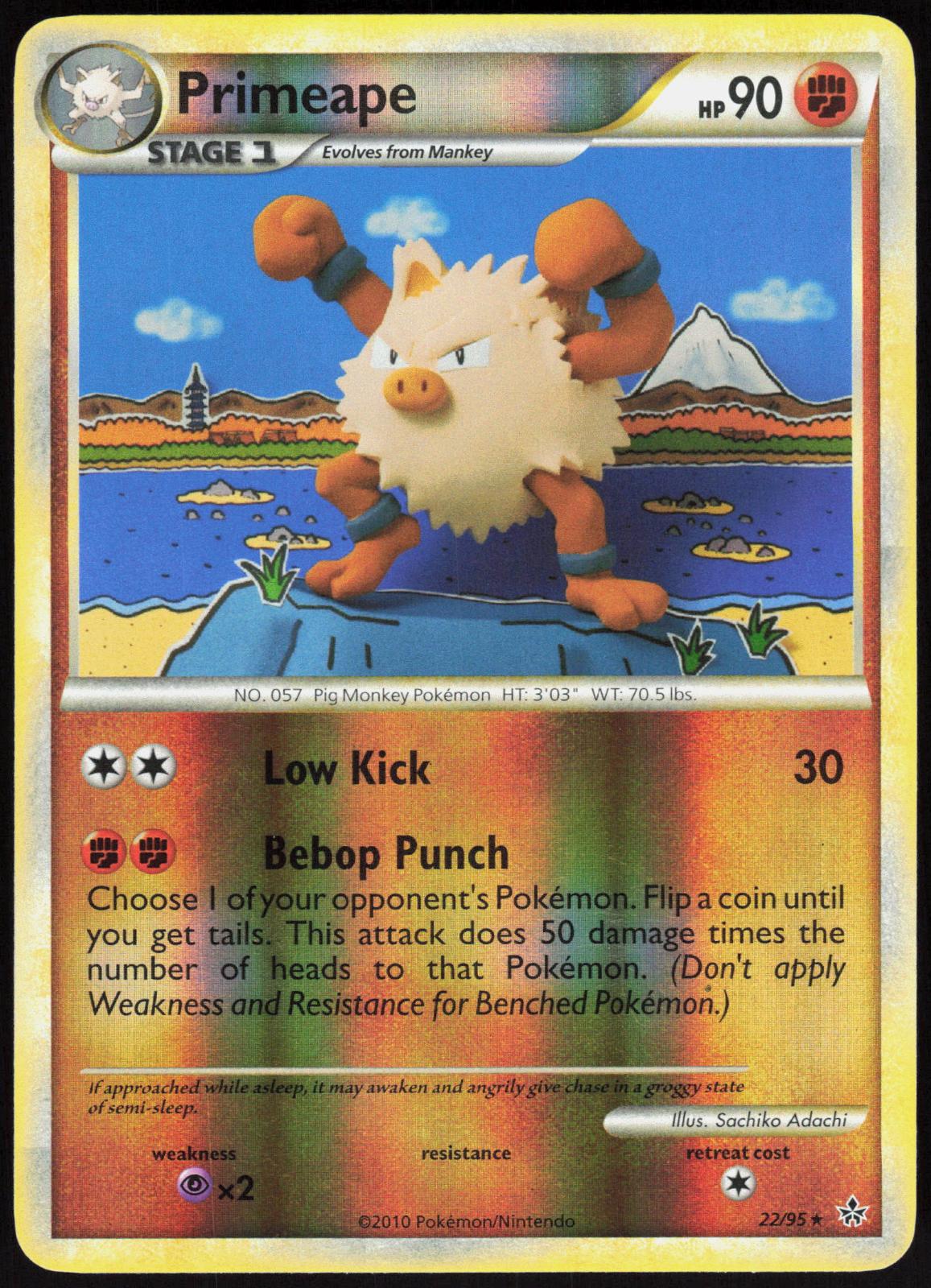 PRIMEAPE 22/95 HGSS UNLEASHED POKEMON RARE REVERSE HOLO LP