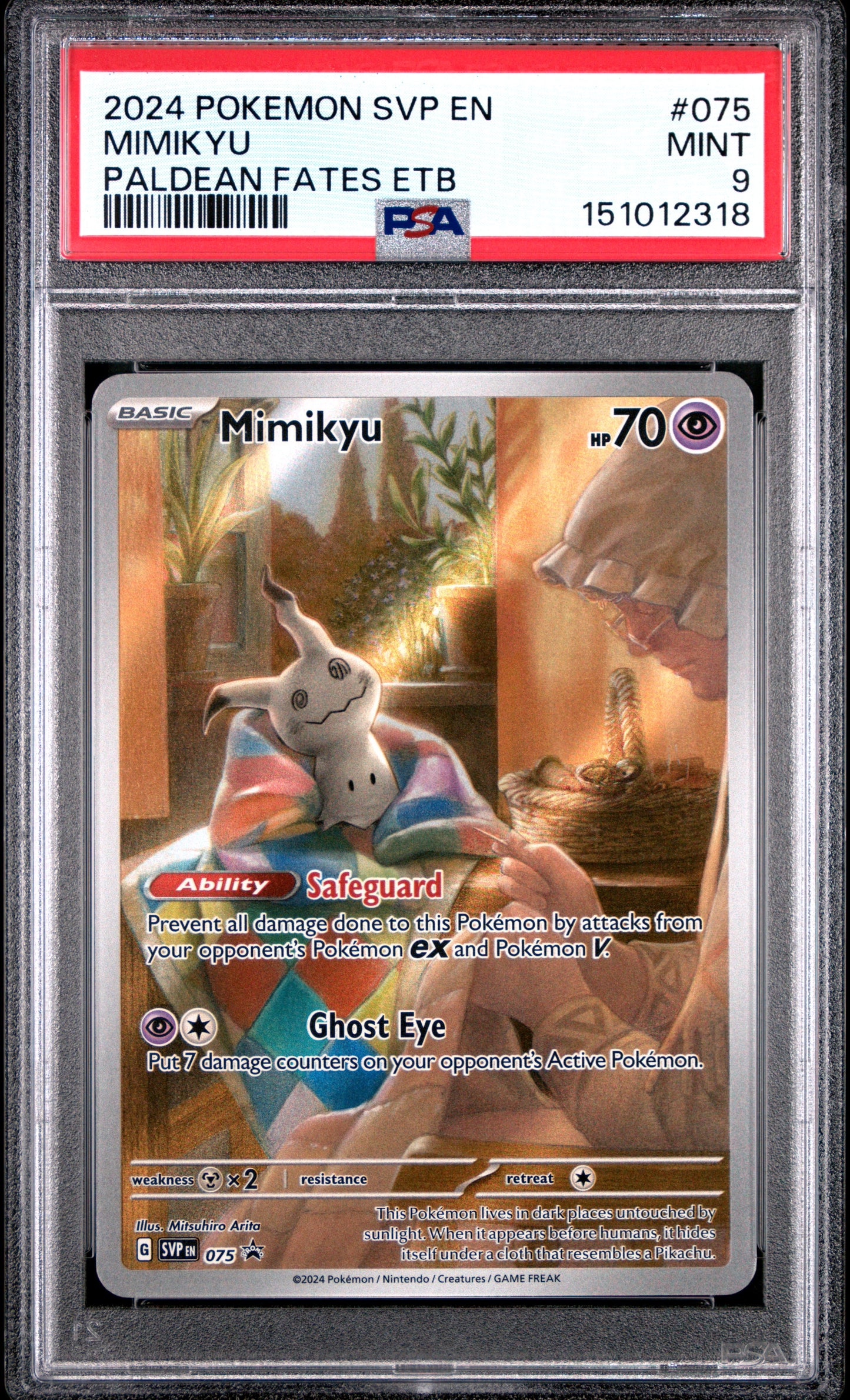 MIMIKYU 075 PSA 9 PALDEAN FATES ELITE TRAINER BOX SV BLACK STAR PROMO POKEMON