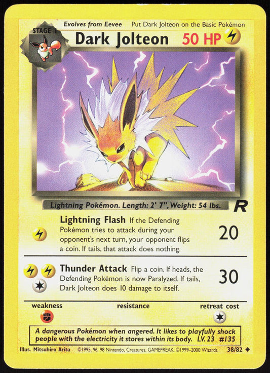 DARK JOLTEON 38/82 TEAM ROCKET POKEMON UNCOMMON UNLIMITED MP