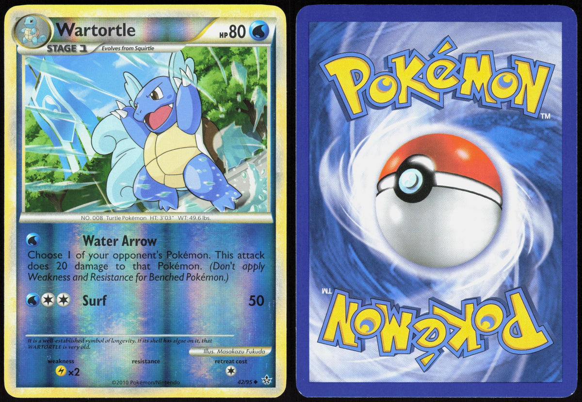 WARTORTLE 42/95 HGSS UNLEASHED POKEMON UNCOMMON REVERSE HOLO LP