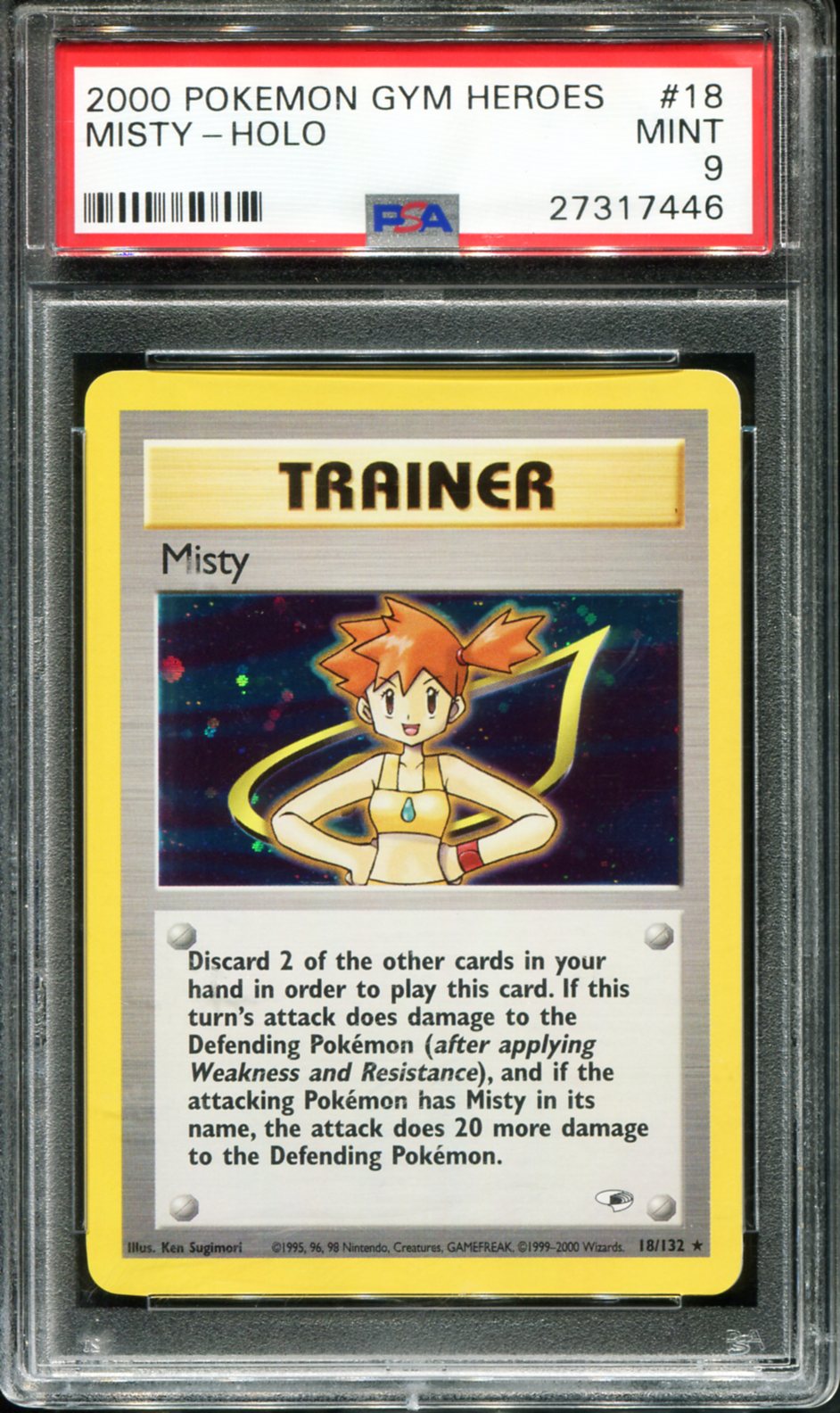 MISTY HOLO 18/132 PSA 9 GYM HEROES POKEMON