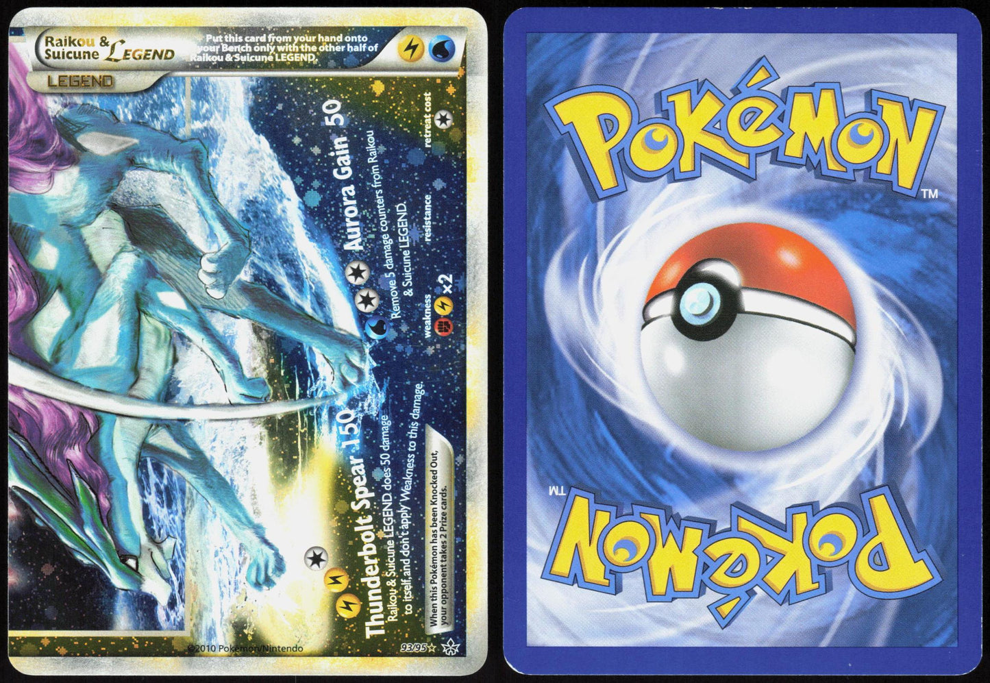 RAIKOU & SUICUNE LEGEND 93/95 HGSS UNLEASHED POKEMON LEGEND HOLO LP