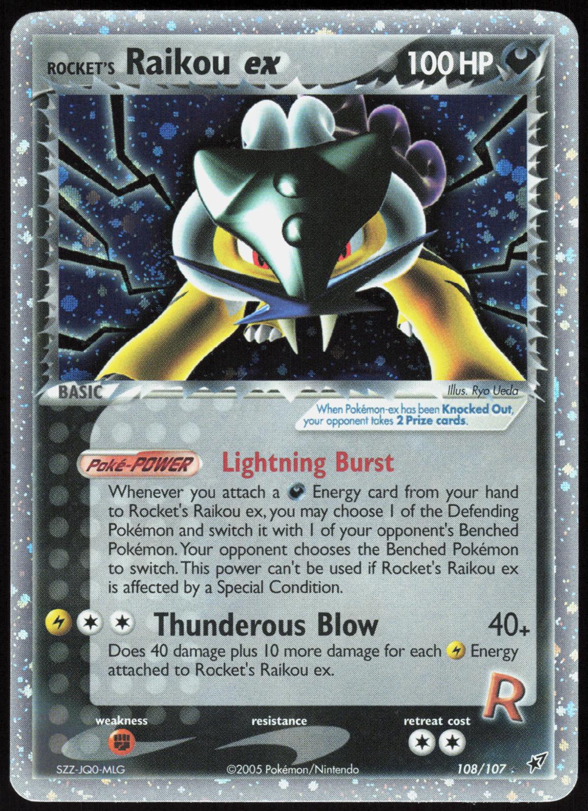 ROCKET'S RAIKOU EX 108/107 DEOXYS POKEMON SECRET RARE LP