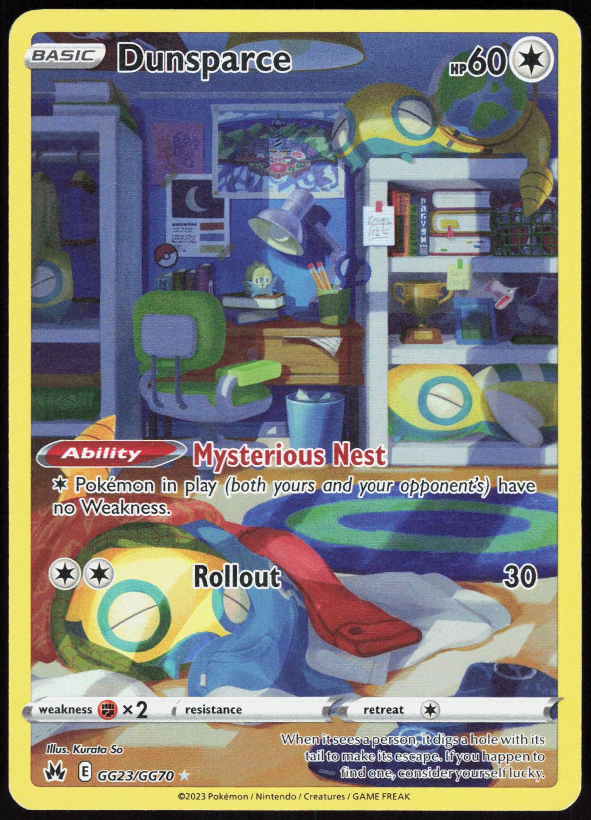 DUNSPARCE GG23/GG70 CROWN ZENITH GALARIAN GALLERY POKEMON HOLO LP
