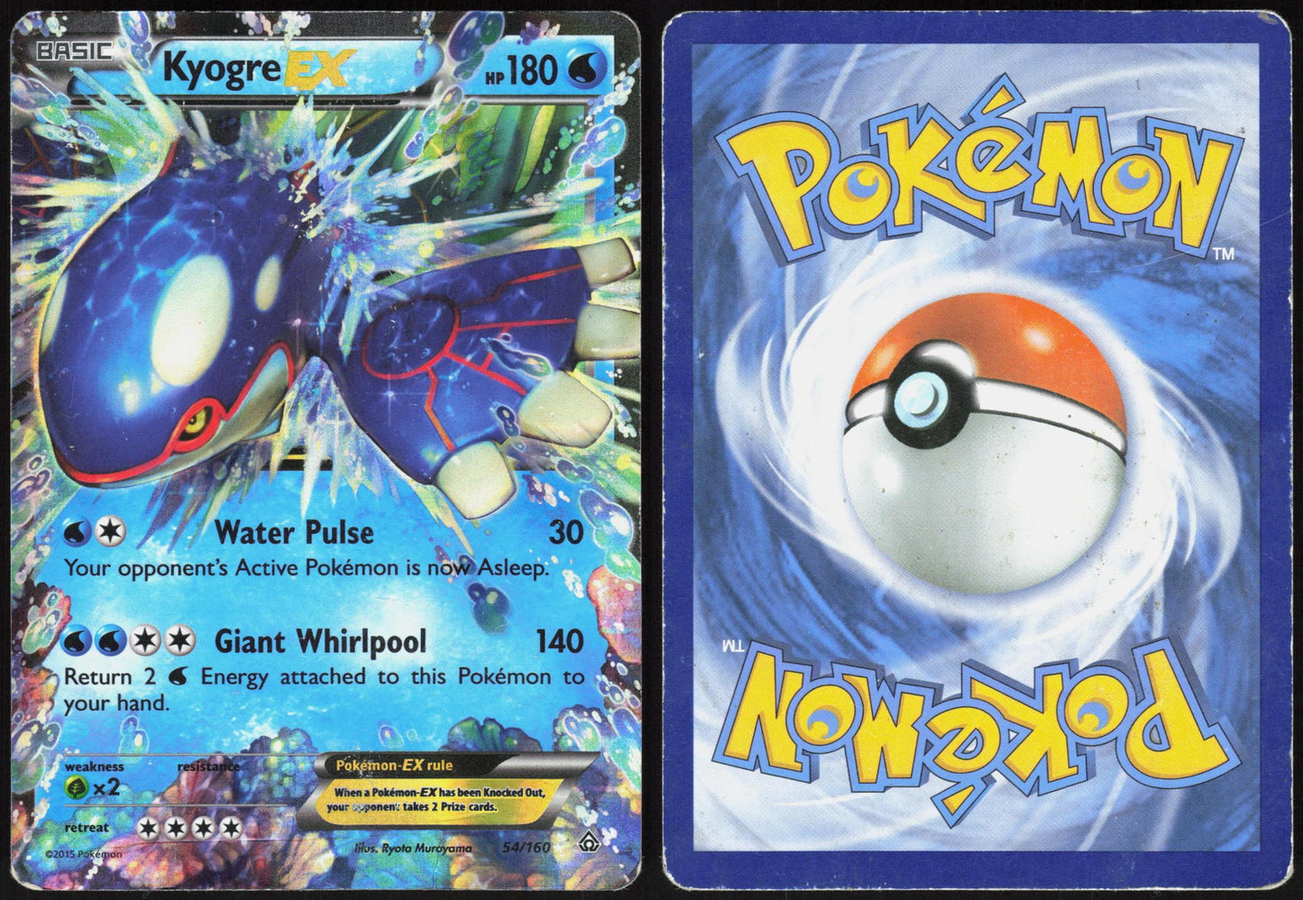 KYOGRE EX 54/160 PRIMAL CLASH POKEMON EX RARE HP