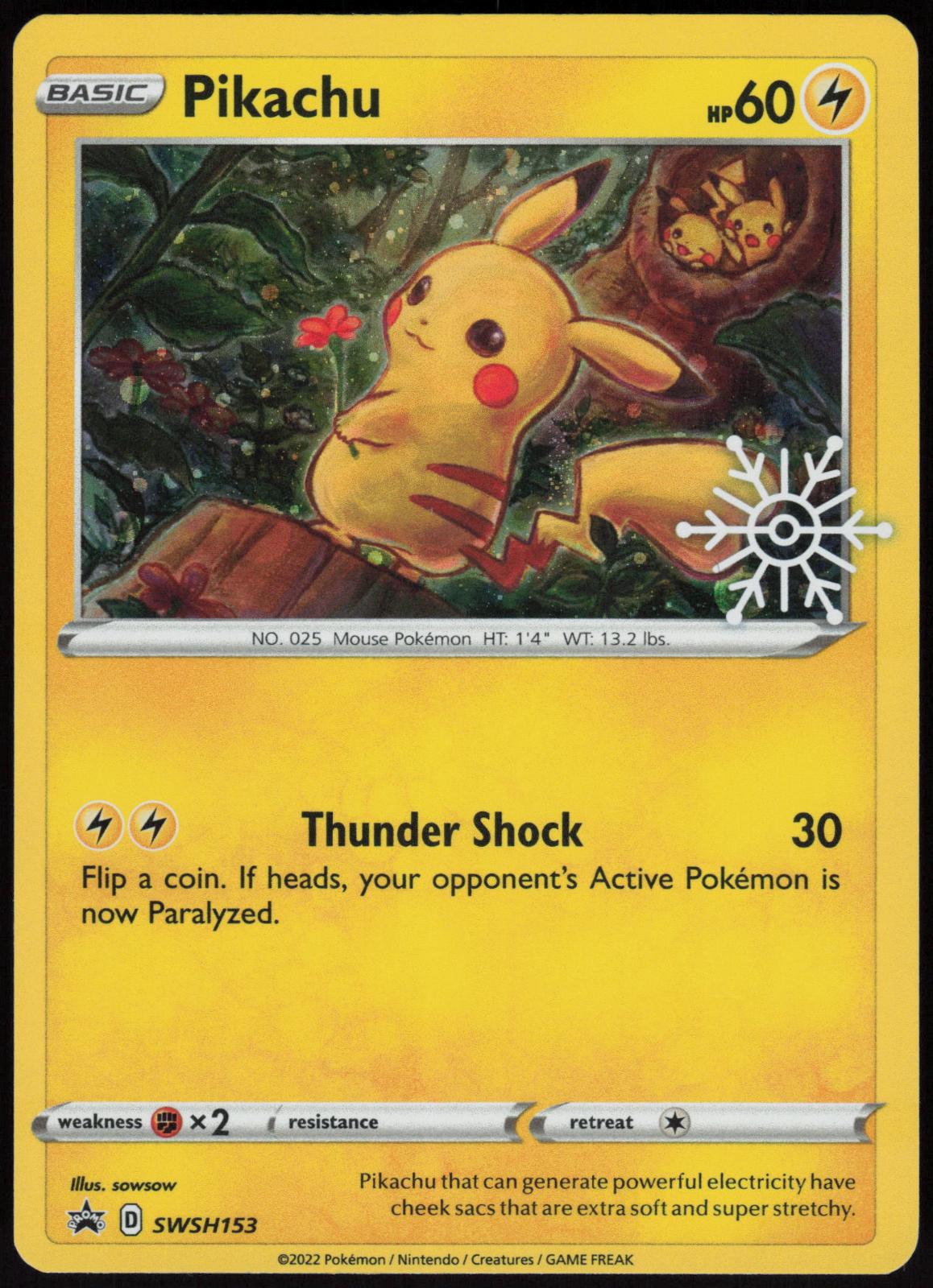 PIKACHU (HOLIDAY CALENDAR) SWSH153 SWORD & SHIELD PROMO POKEMON PROMO HOLO LP