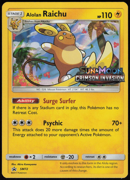 ALOLAN RAICHU - (PRERELEASE) SM72 SUN & MOON PROMO POKEMON PROMO HOLO LP