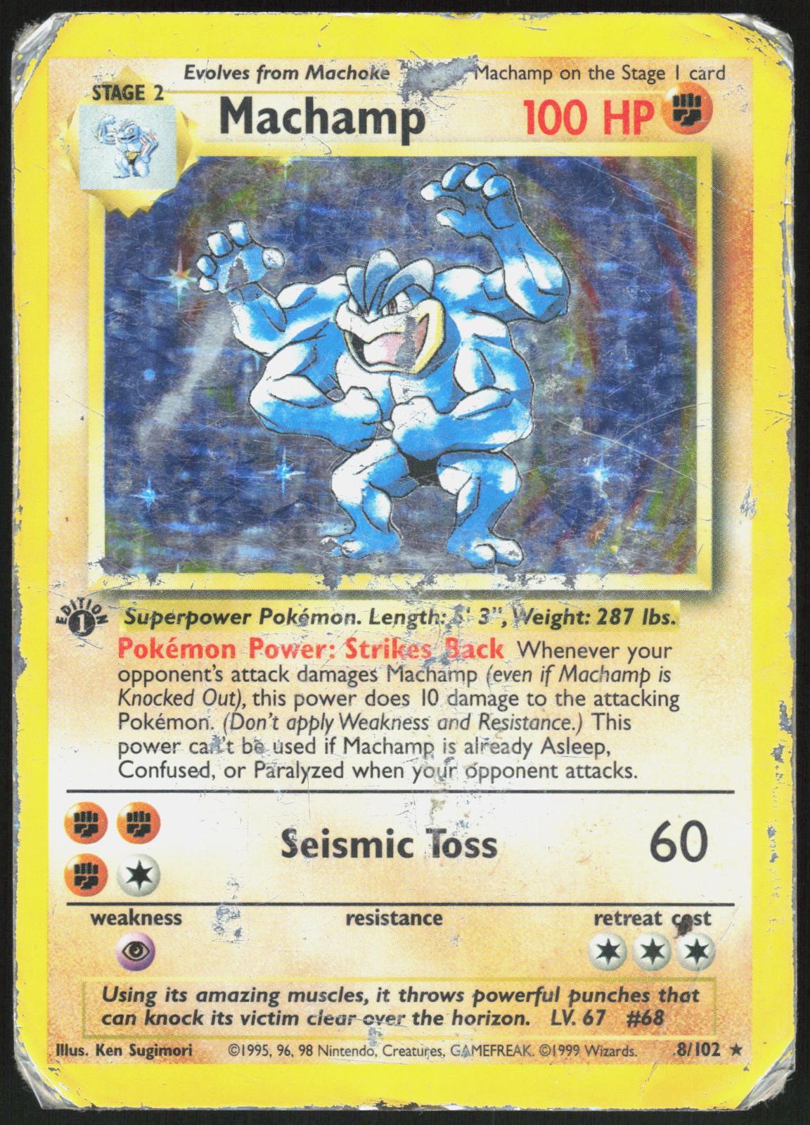 MACHAMP 8/102 DECK EXCLUSIVES POKEMON HOLO RARE 1ST EDITION HOLO HP
