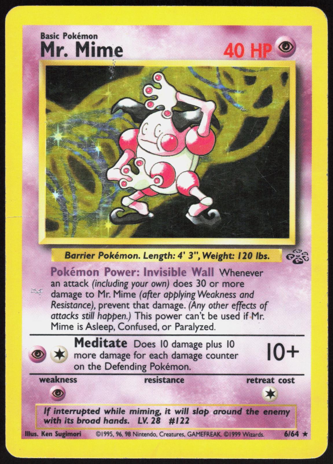 MR. MIME 6/64 JUNGLE POKEMON RARE UNLIMITED HOLO MP