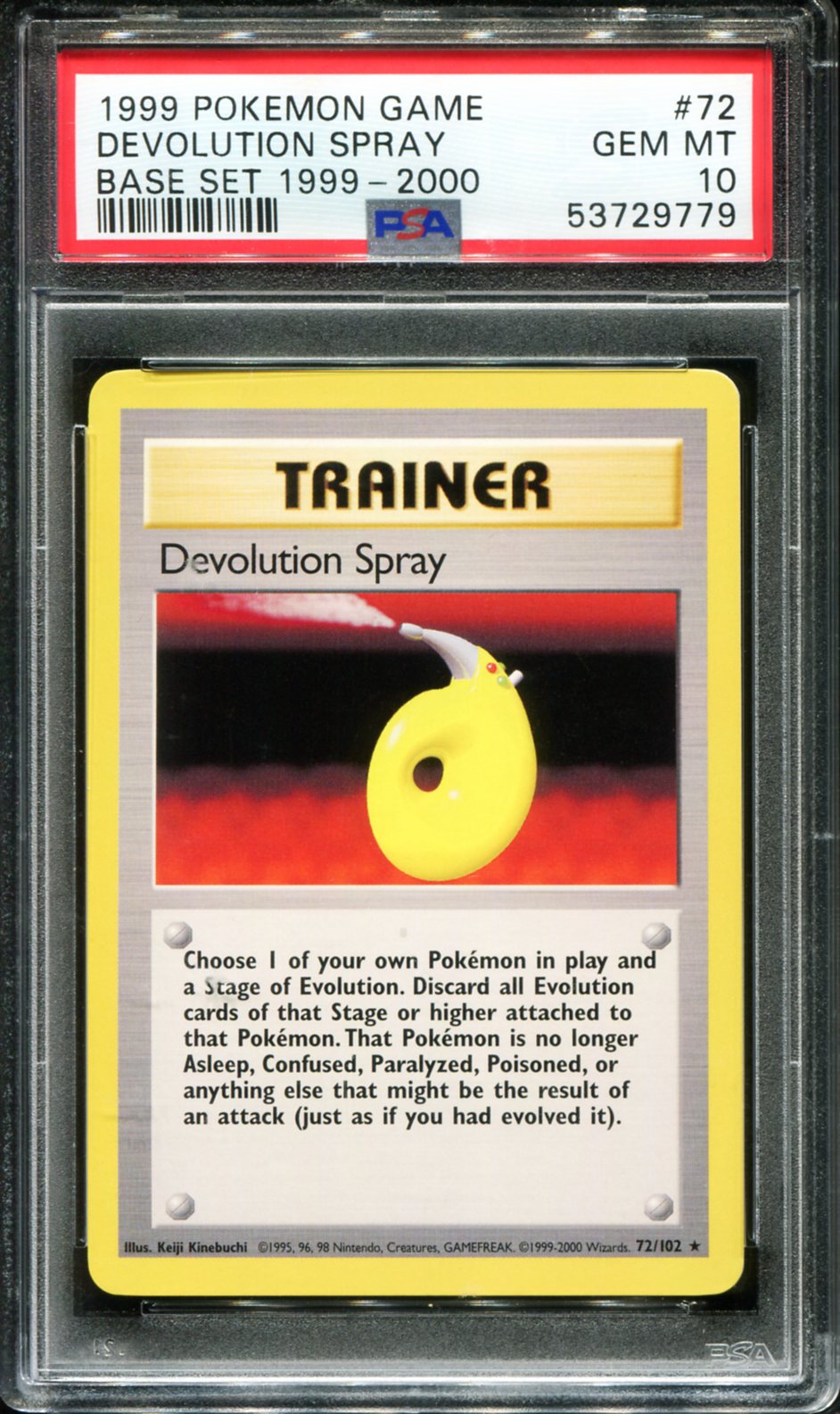 DEVOLUTION SPRAY 72/102 PSA 10 1999-2000 COPYRIGHT GAME POKEMON