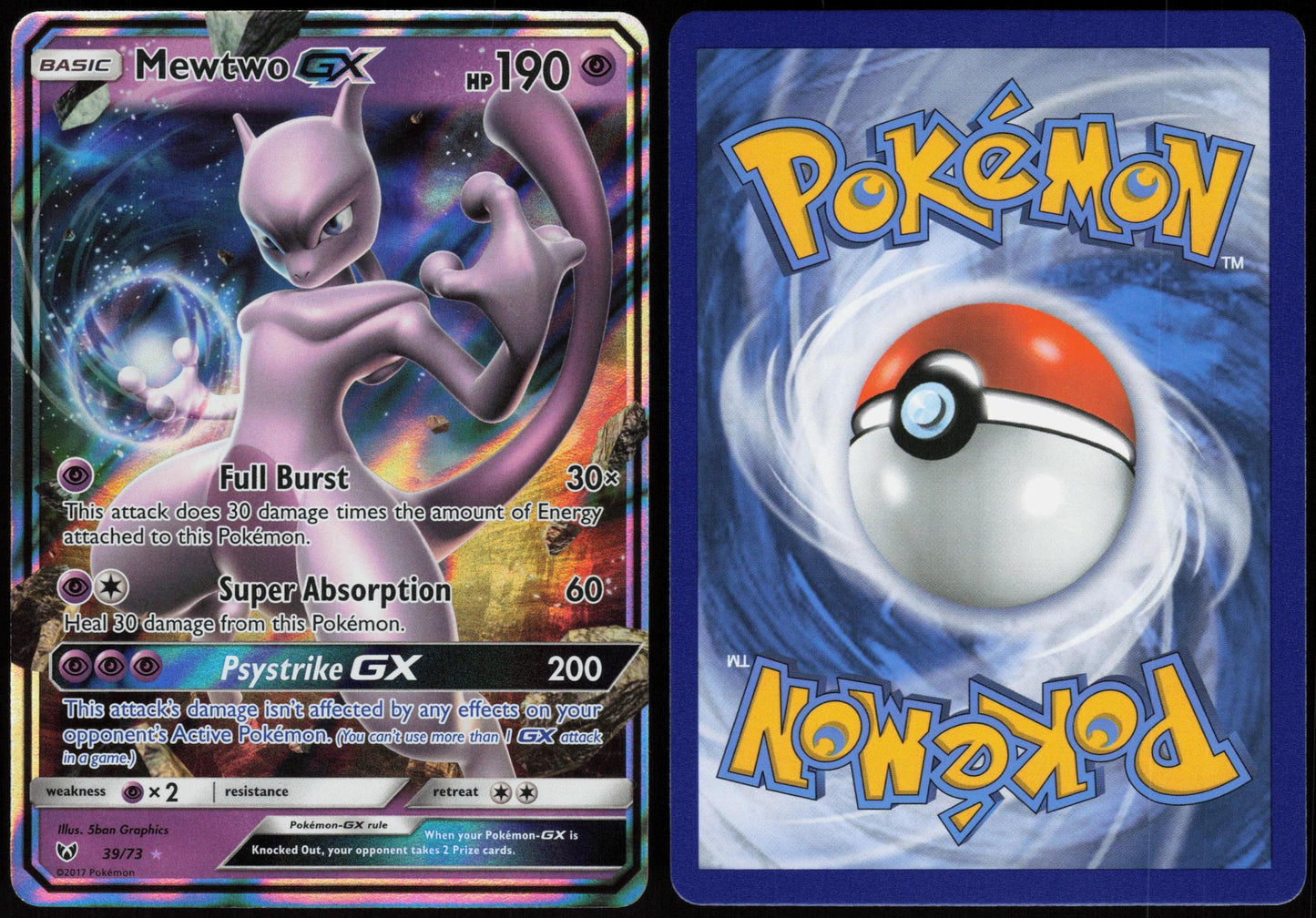 MEWTWO GX 39/73 SHINING LEGENDS POKEMON GX RARE HOLO LP