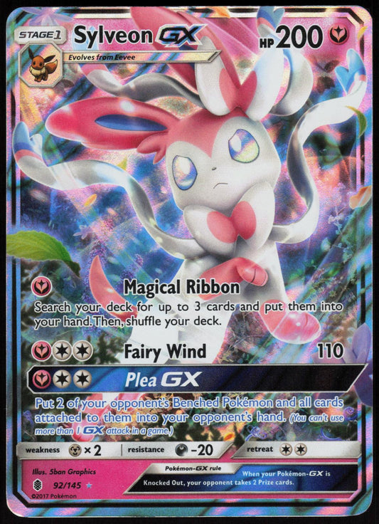 SYLVEON GX 92/145 GUARDIANS RISING POKEMON ULTRA RARE HOLO LP