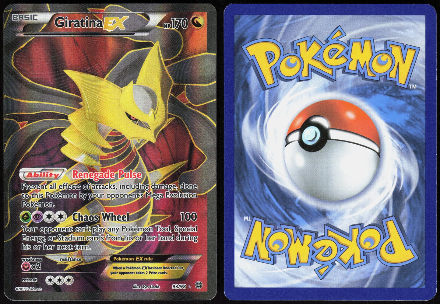 GIRATINA EX 93/98 ANCIENT ORIGINS POKEMON ULTRA RARE LP