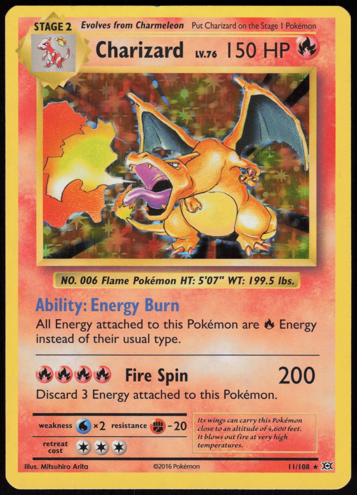 CHARIZARD 11/108 EVOLUTIONS POKEMON RARE HOLO LP