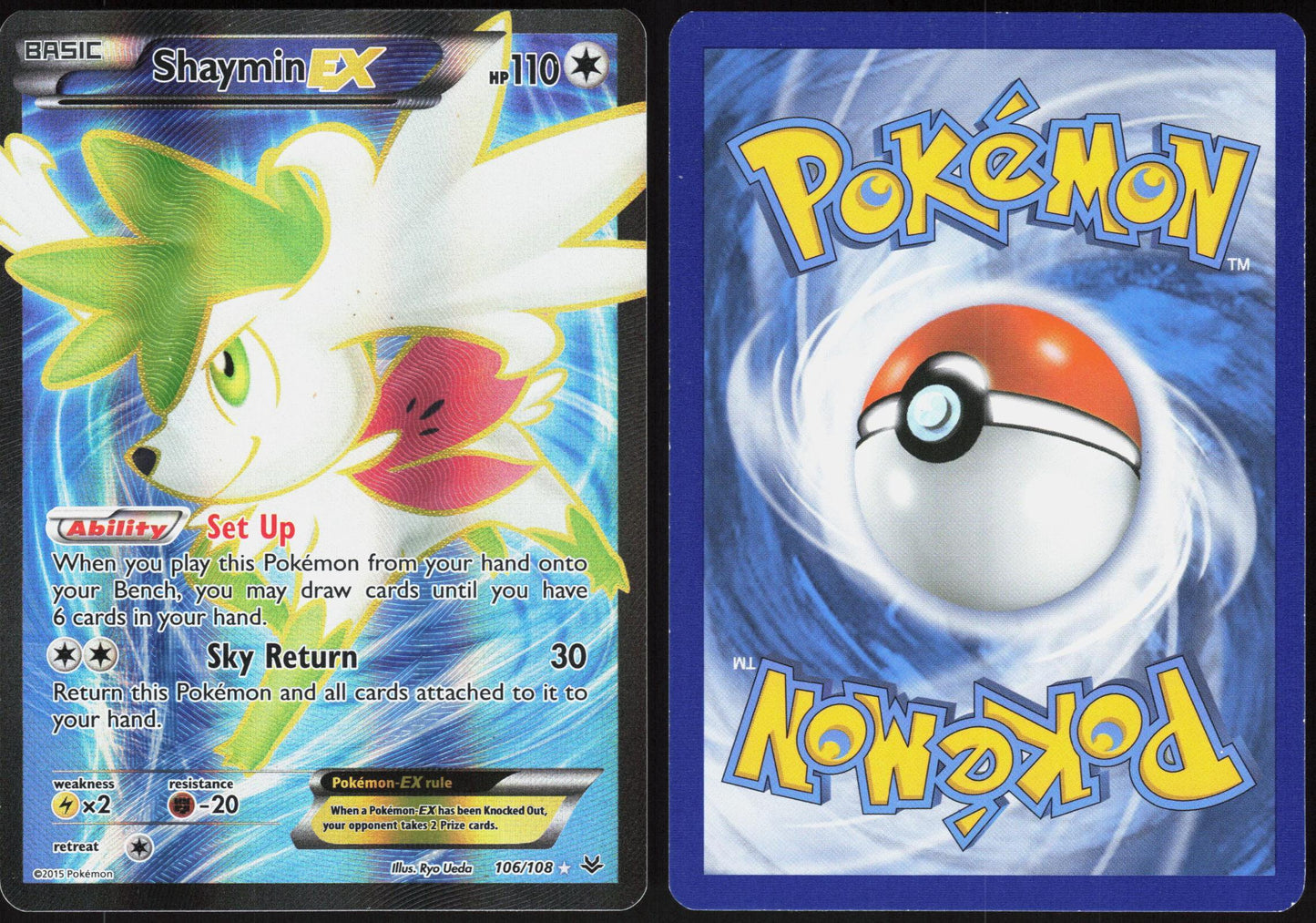 SHAYMIN EX 106/108 ROARING SKIES POKEMON ULTRA RARE LP