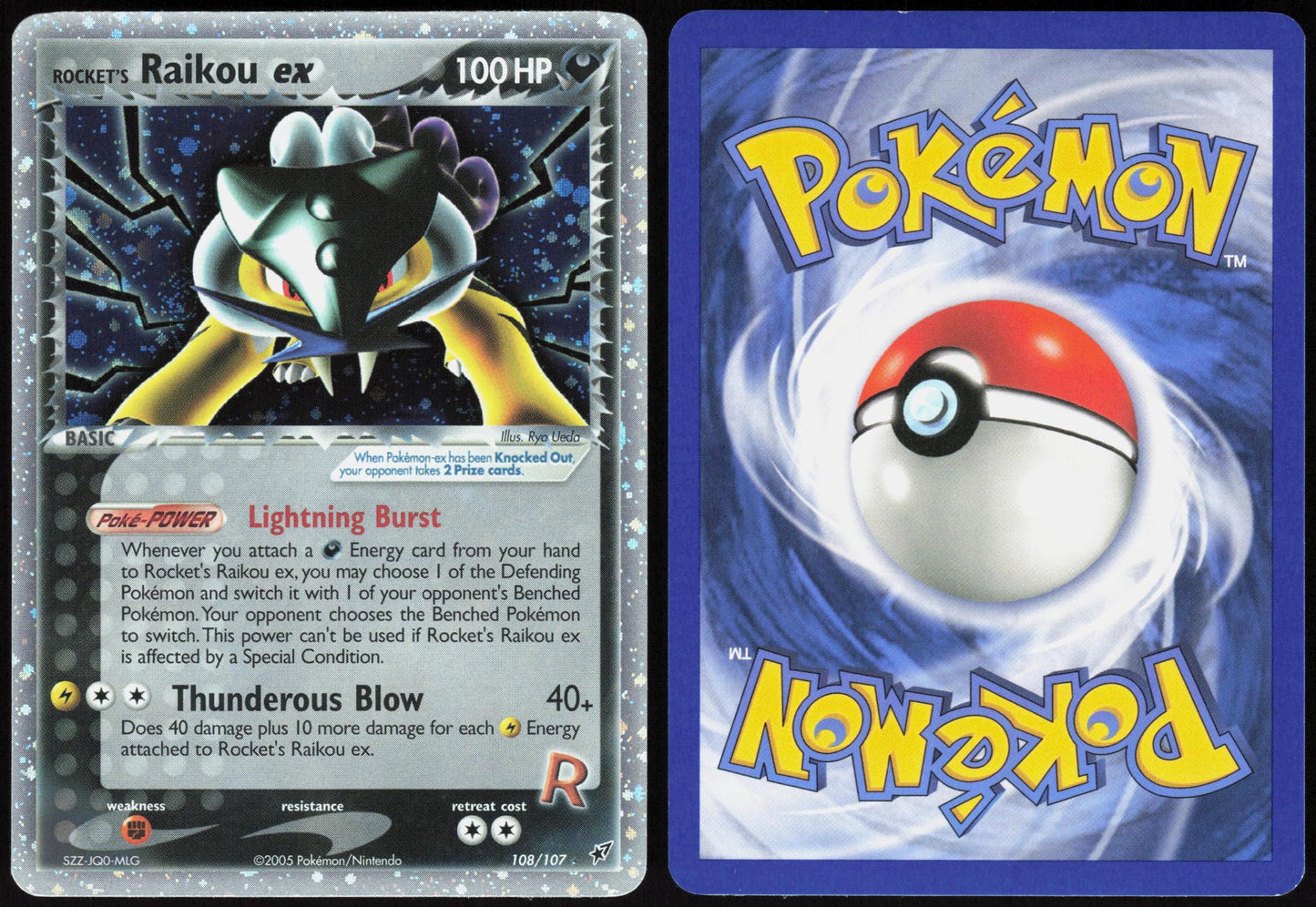 ROCKET'S RAIKOU EX 108/107 DEOXYS POKEMON SECRET RARE LP