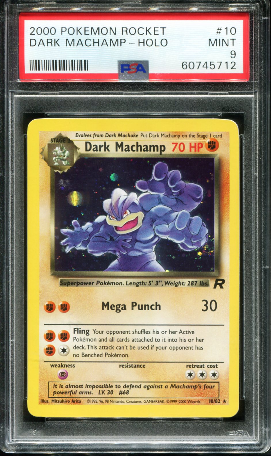 DARK MACHAMP HOLO 10 PSA 9 ROCKET POKEMON