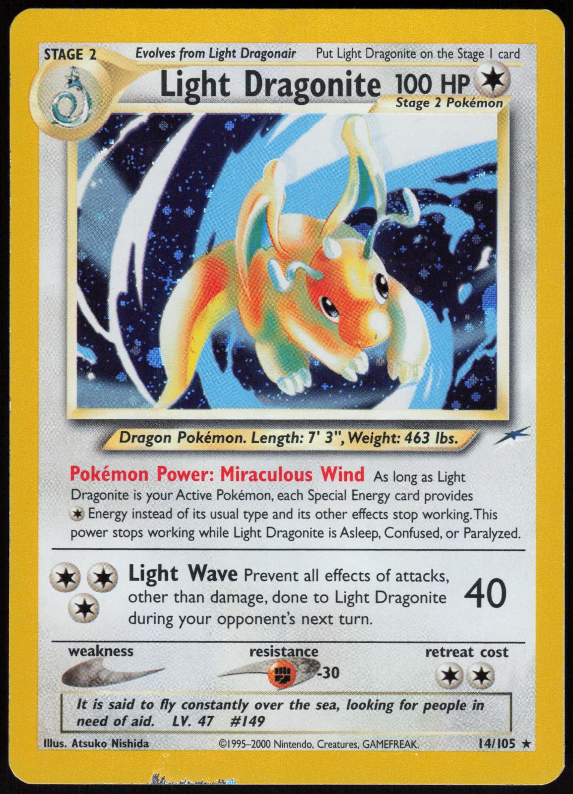 LIGHT DRAGONITE 14/105 NEO DESTINY POKEMON RARE UNLIMITED HOLO MP