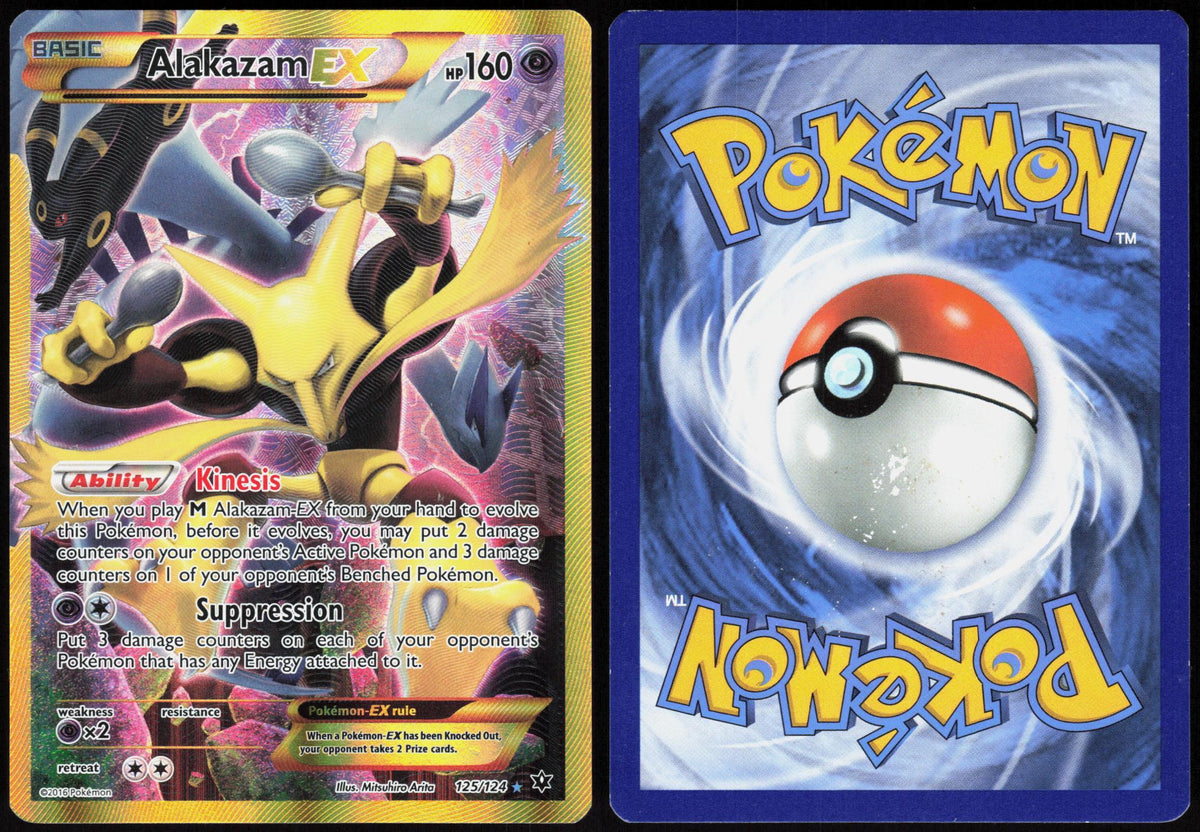 ALAKAZAM EX 125/124 FATES COLLIDE POKEMON SECRET RARE HOLO MP
