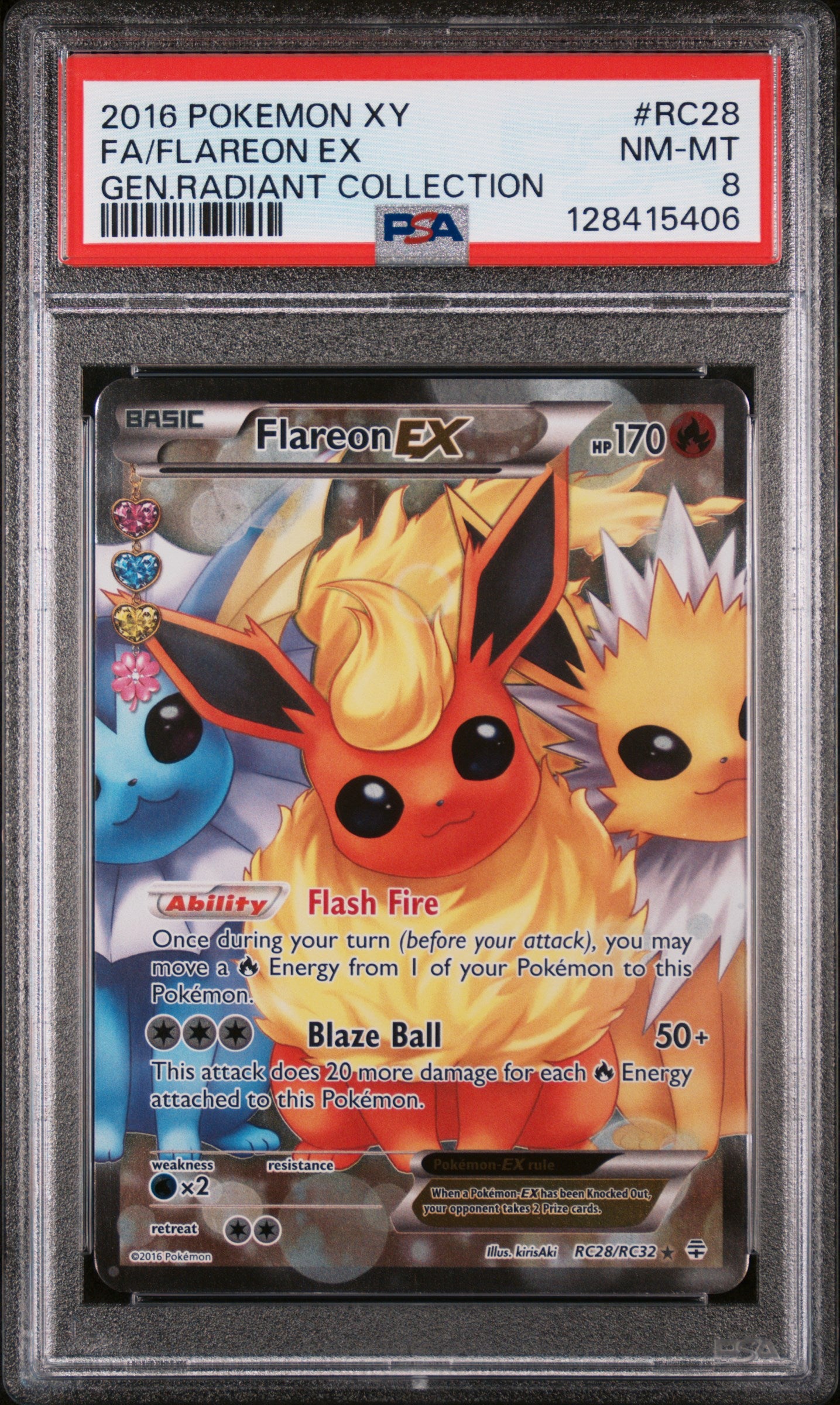 POKEMON TCG - FLAREON EX RC28/83 PSA 8 GENERATIONS RADIANT COLLECTION POKEMON