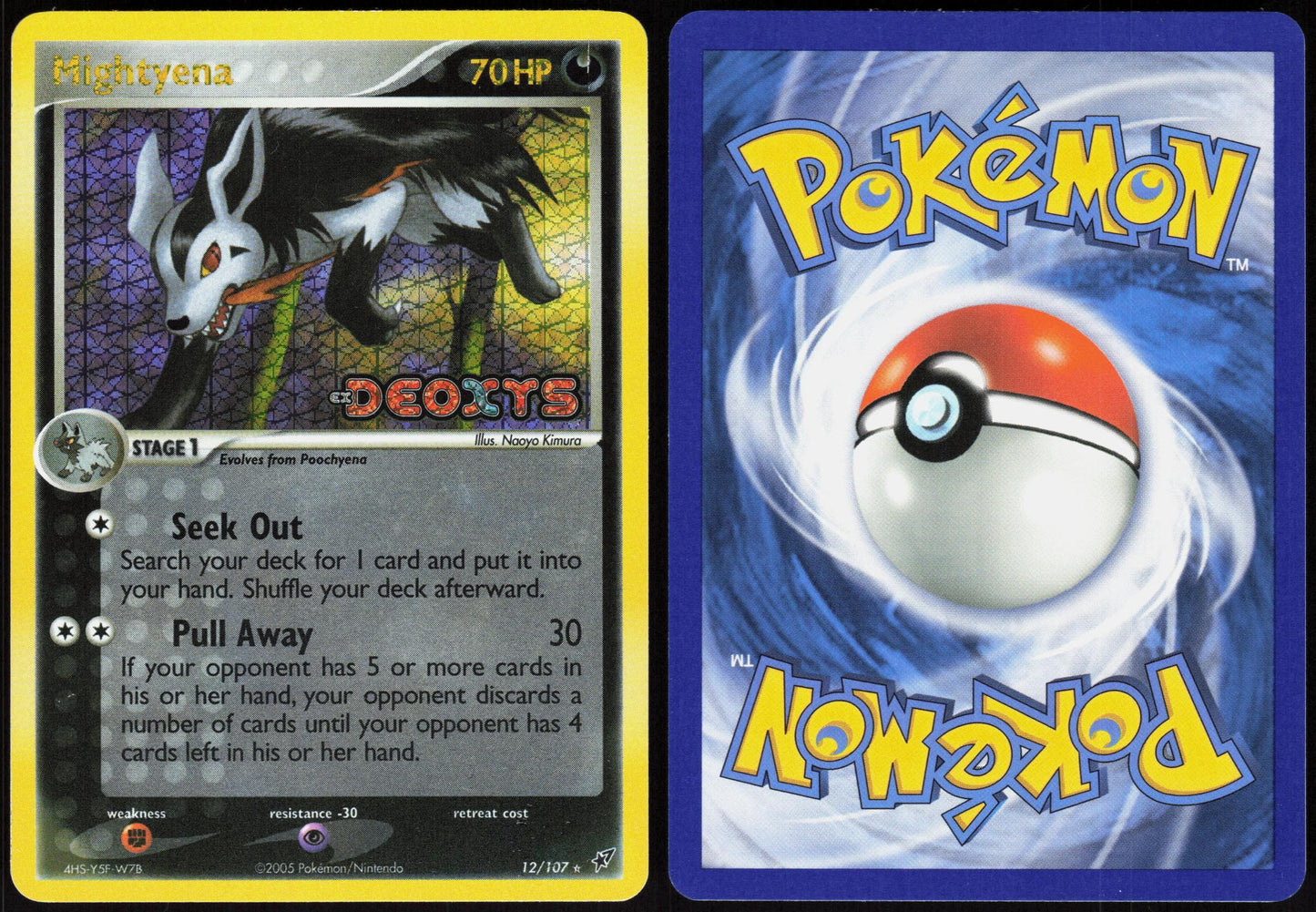 MIGHTYENA 12/107 DEOXYS POKEMON RARE REVERSE HOLO LP