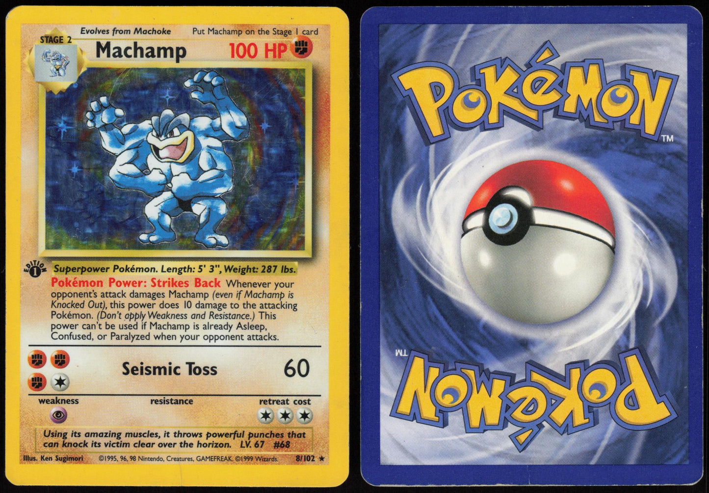 MACHAMP 8/102 DECK EXCLUSIVES POKEMON HOLO RARE 1ST EDITION HOLO HP